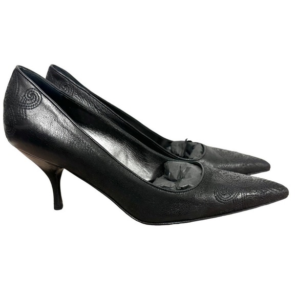 Prada Calzature Donna NIB vtg Stiletto heels nero black Perf Size 37.5/7.5 RARE - Picture 5 of 12